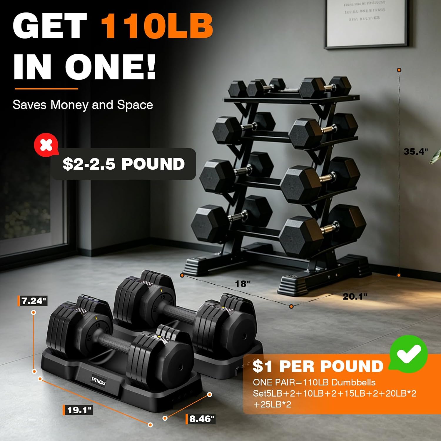 Набор регулируемых гантелей, 2 – обзор и цена Home Gym Dumbbell Set